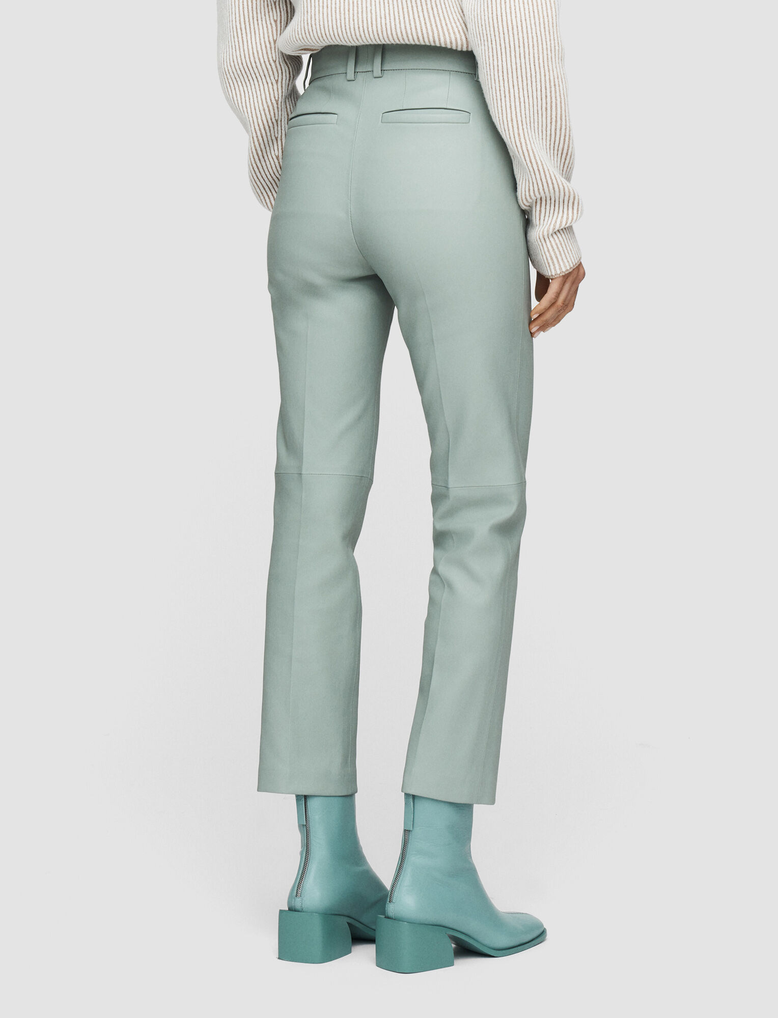 Joseph, Leather Stretch Coleman Trousers, in Sage